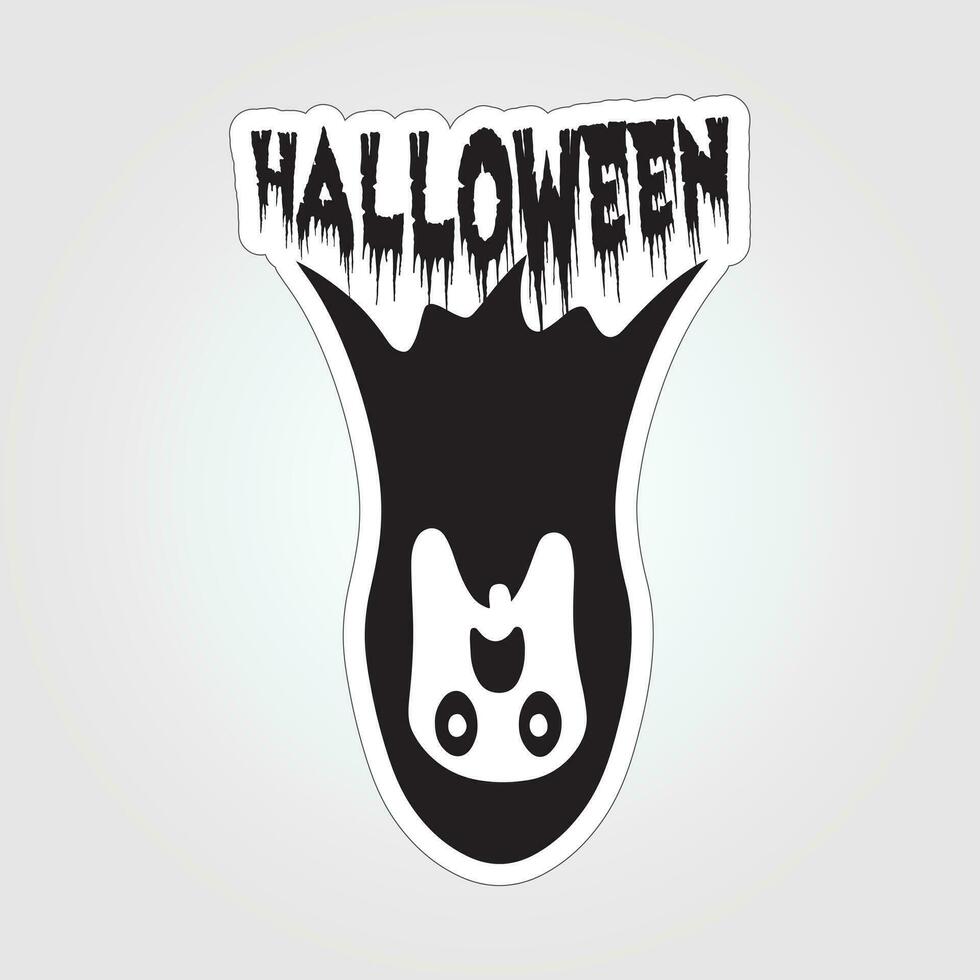A sticker with a ghost on it, Halloween ghost cartoon character sticker vector