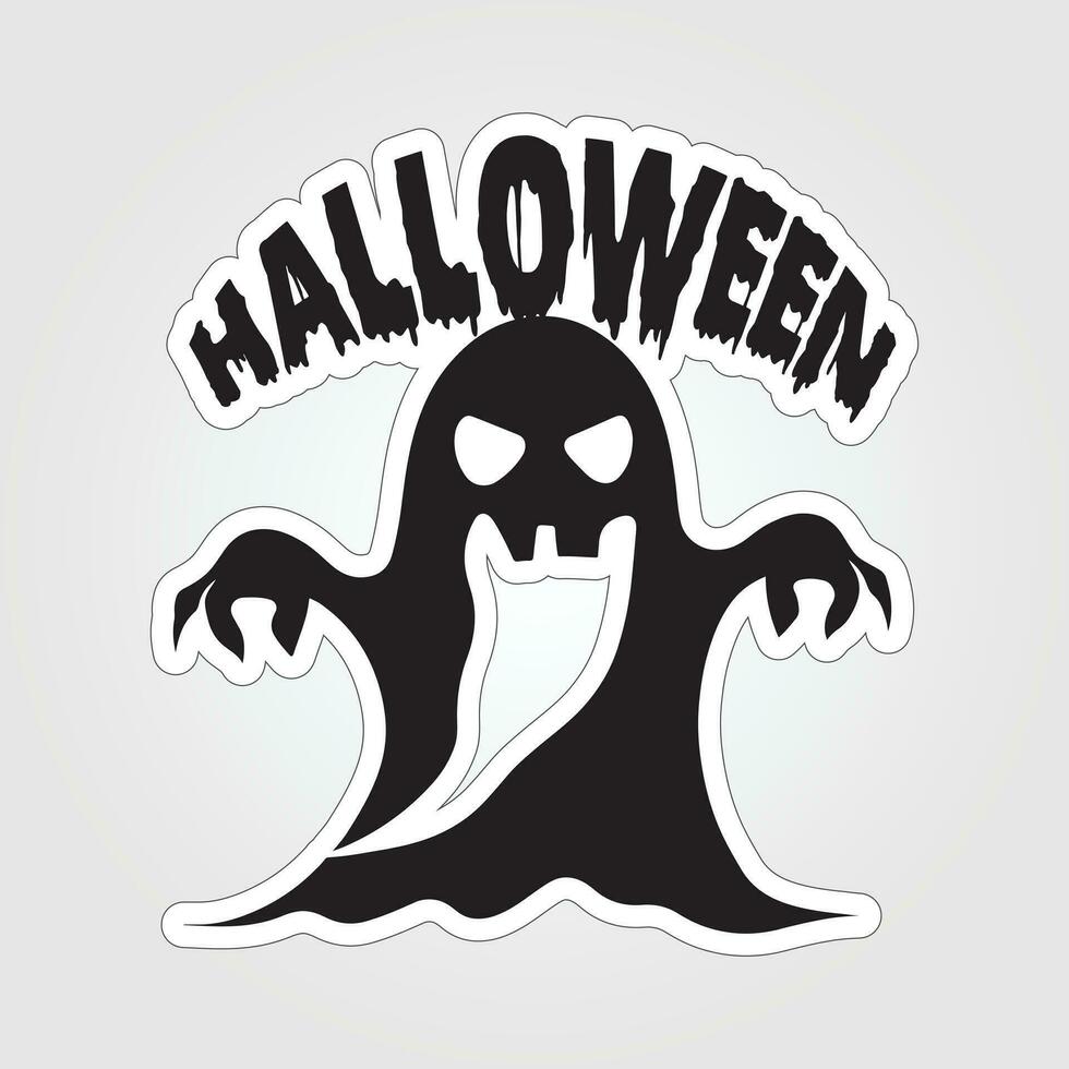 A sticker with a ghost on it, Halloween ghost cartoon character sticker vector