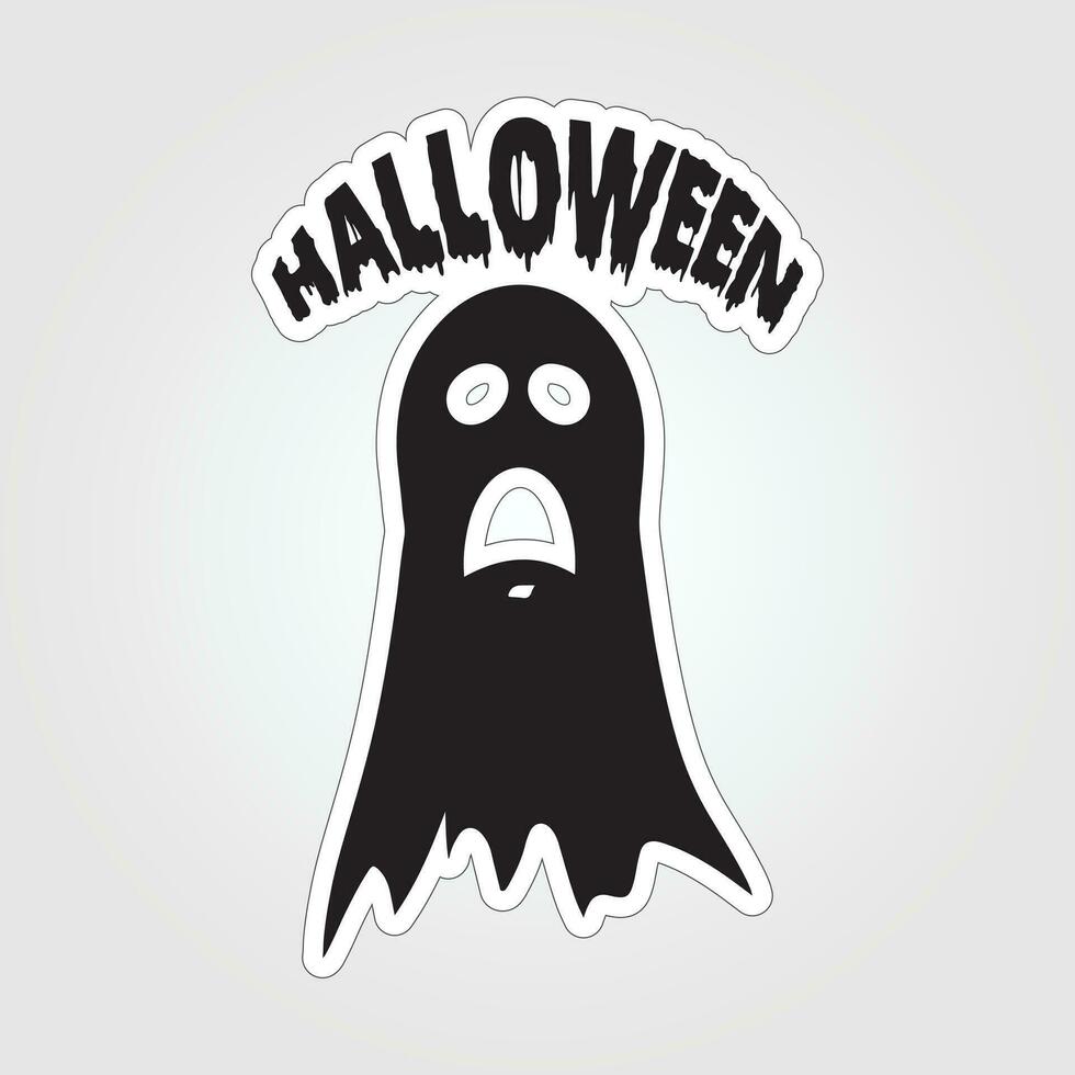 A sticker with a ghost on it, Halloween ghost cartoon character sticker vector