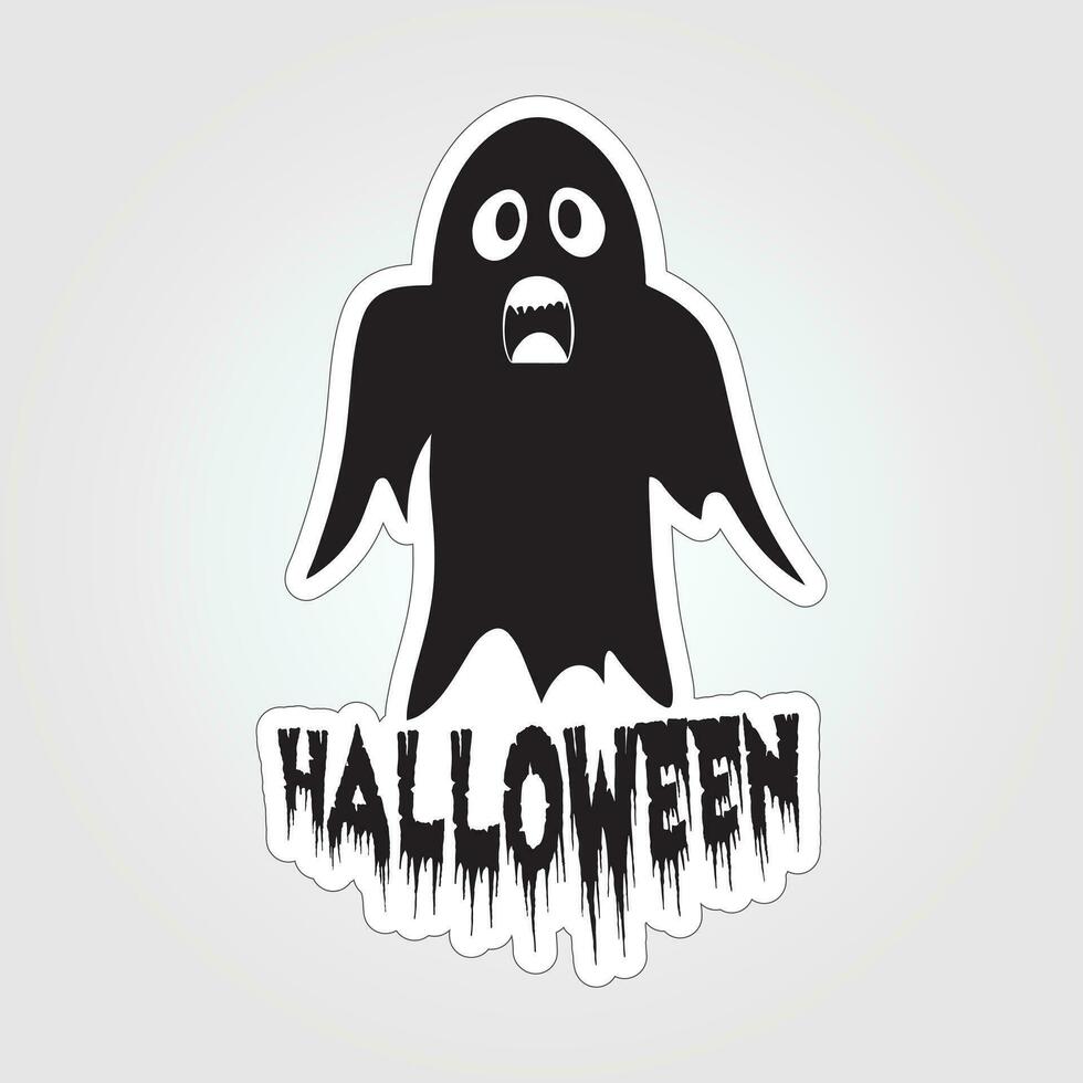 A sticker with a ghost on it, Halloween ghost cartoon character sticker vector