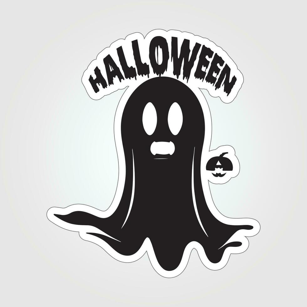 A sticker with a ghost on it, Halloween ghost cartoon character sticker vector