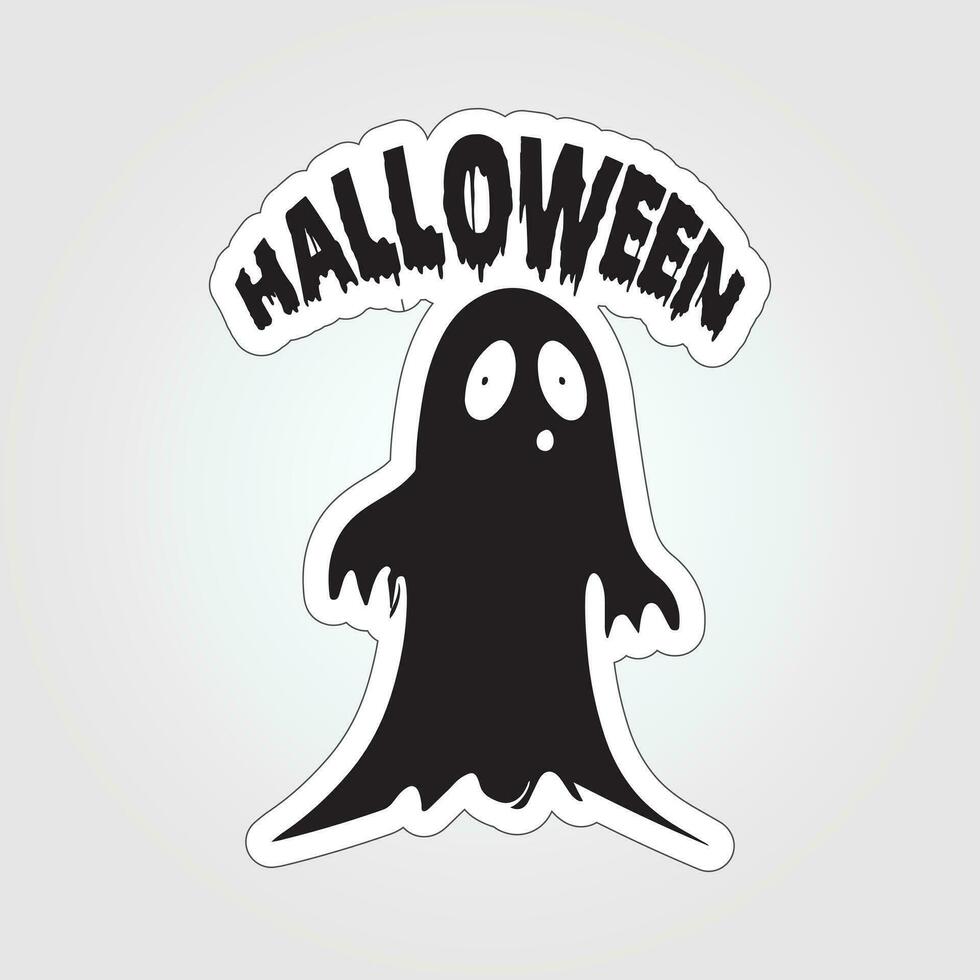 A sticker with a ghost on it, Halloween ghost cartoon character sticker vector