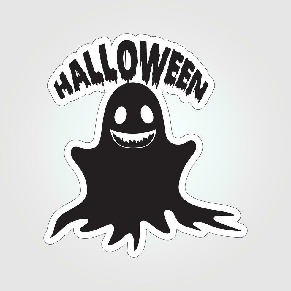 A sticker with a ghost on it, Halloween ghost cartoon character sticker vector