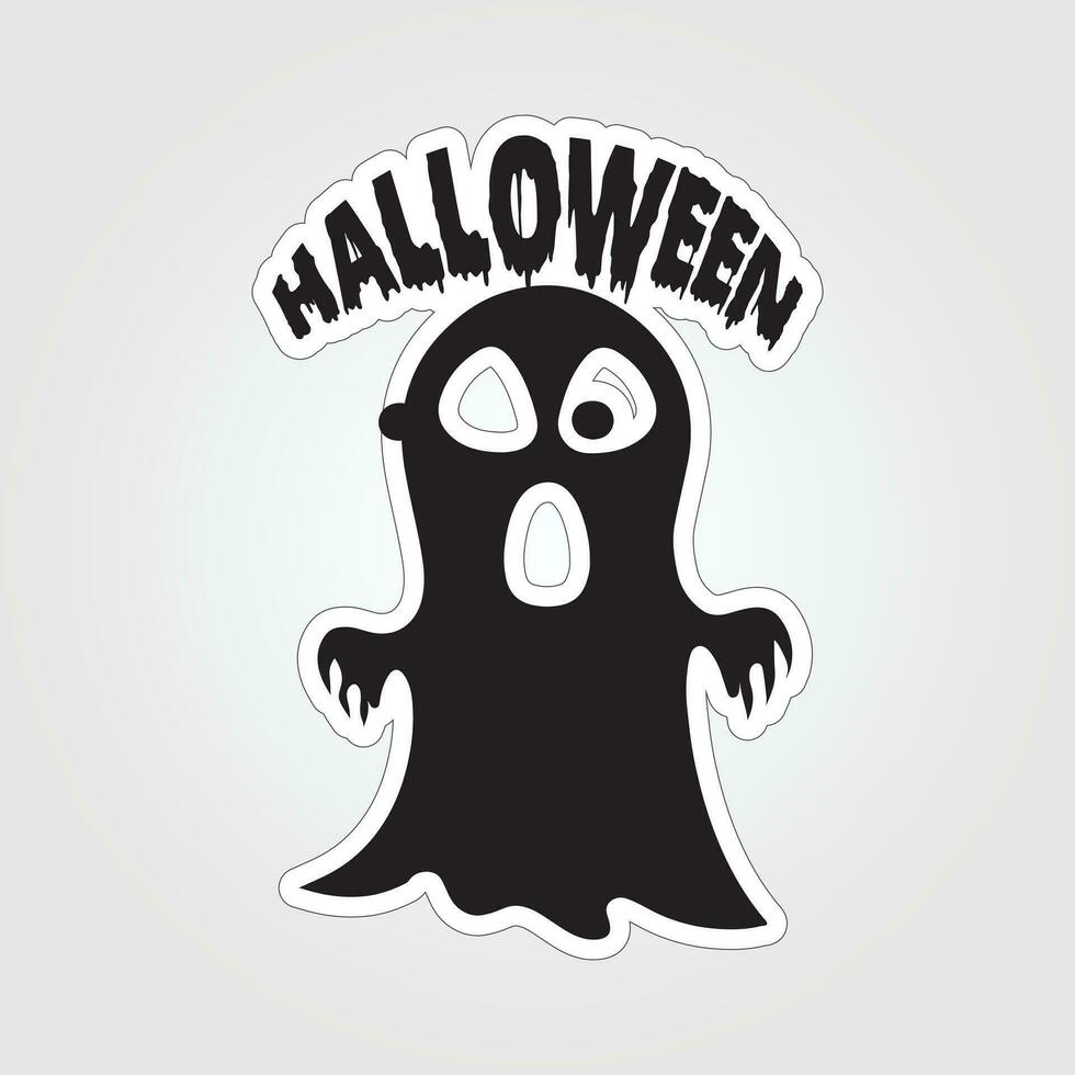 A sticker with a ghost on it, Halloween ghost cartoon character sticker vector