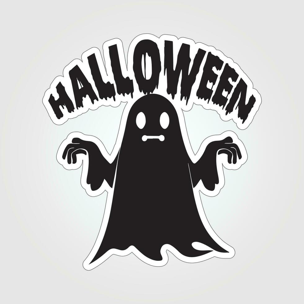 A sticker with a ghost on it, Halloween ghost cartoon character sticker vector
