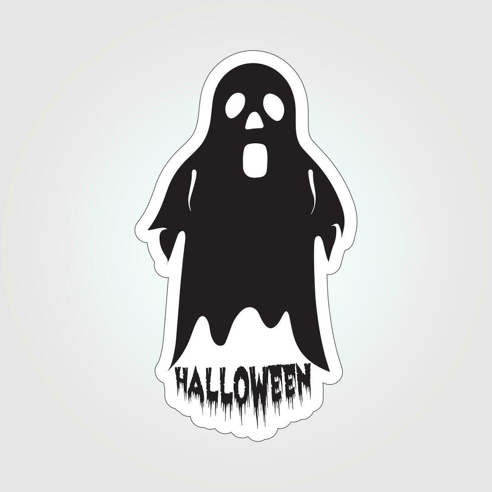 A sticker with a ghost on it, Halloween ghost cartoon character sticker vector