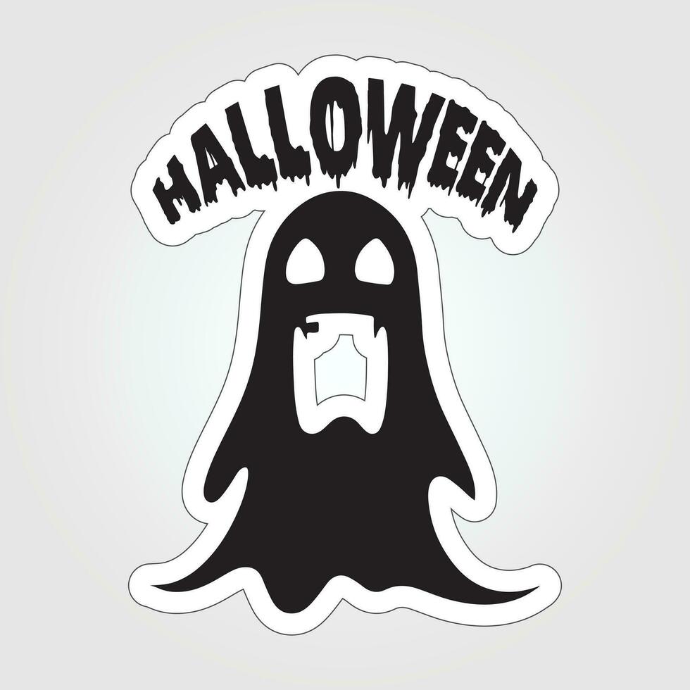 A sticker with a ghost on it, Halloween ghost cartoon character sticker vector