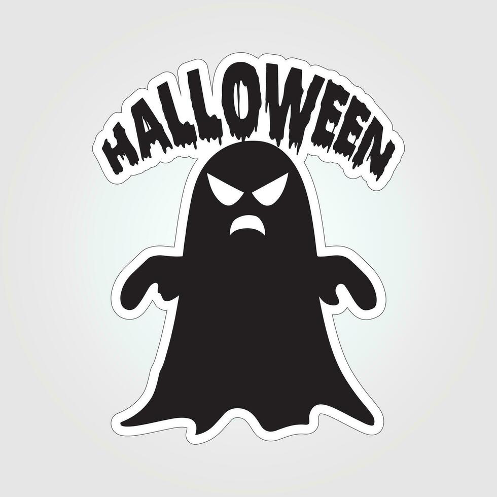 A sticker with a ghost on it, Halloween ghost cartoon character sticker vector