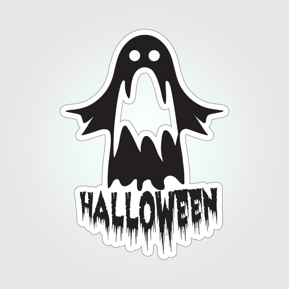 A sticker with a ghost on it, Halloween ghost cartoon character sticker vector