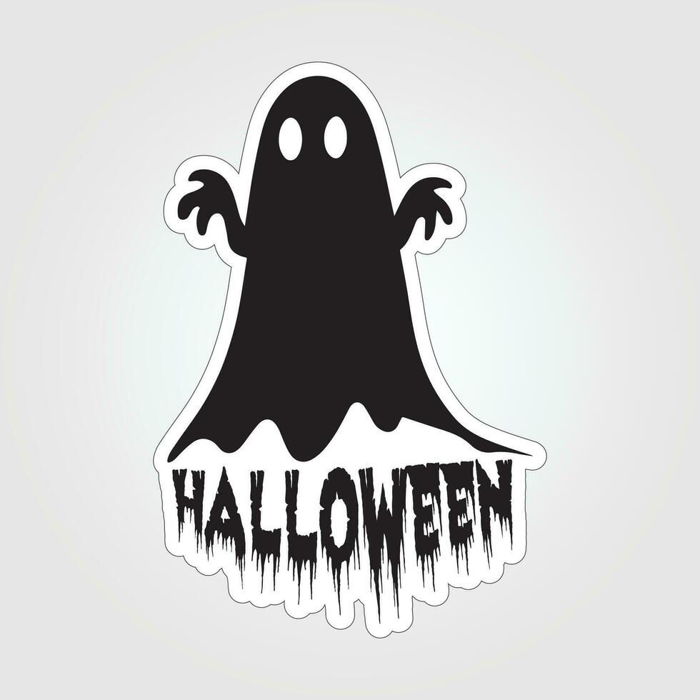 A sticker with a ghost on it, Halloween ghost cartoon character sticker vector