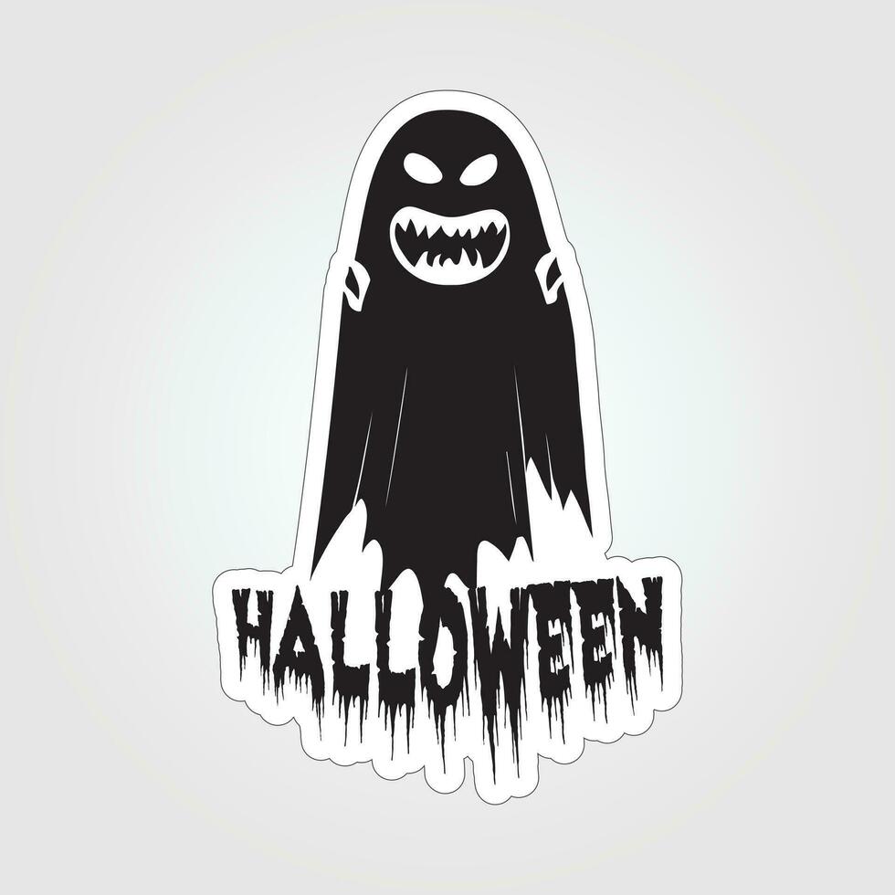 A sticker with a ghost on it, Halloween ghost cartoon character sticker vector