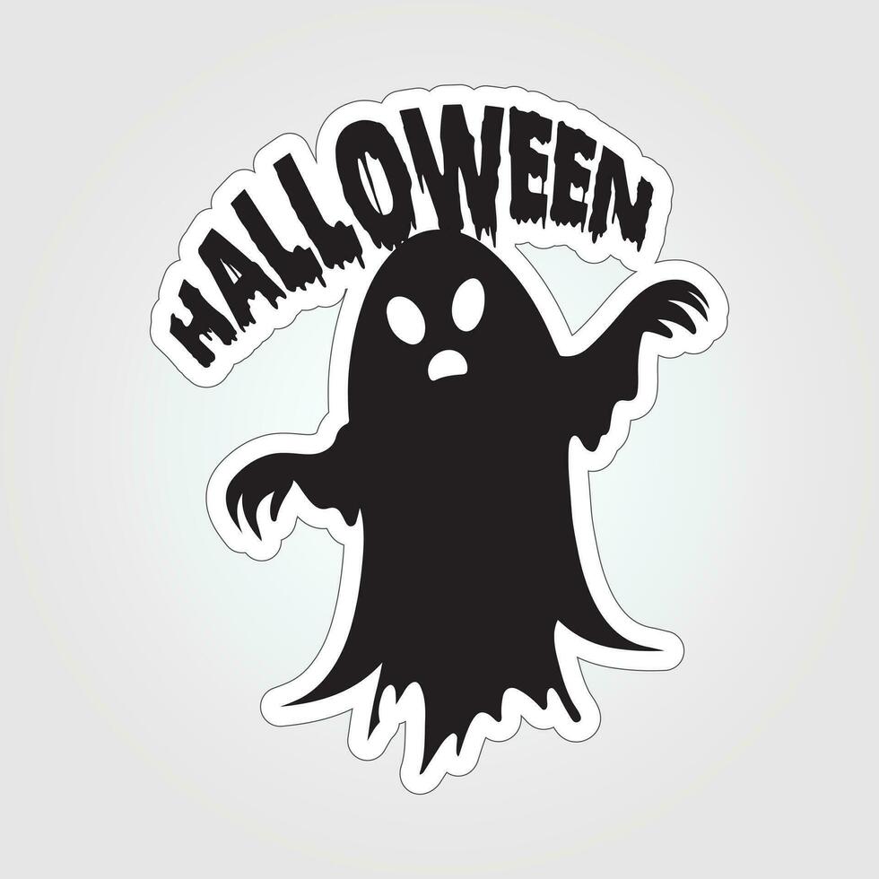A sticker with a ghost on it, Halloween ghost cartoon character sticker vector