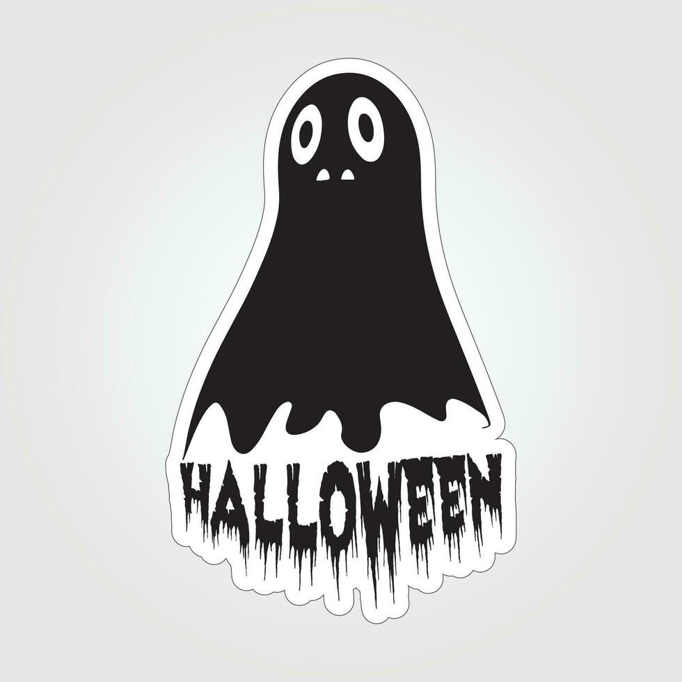 A sticker with a ghost on it, Halloween ghost cartoon character sticker vector