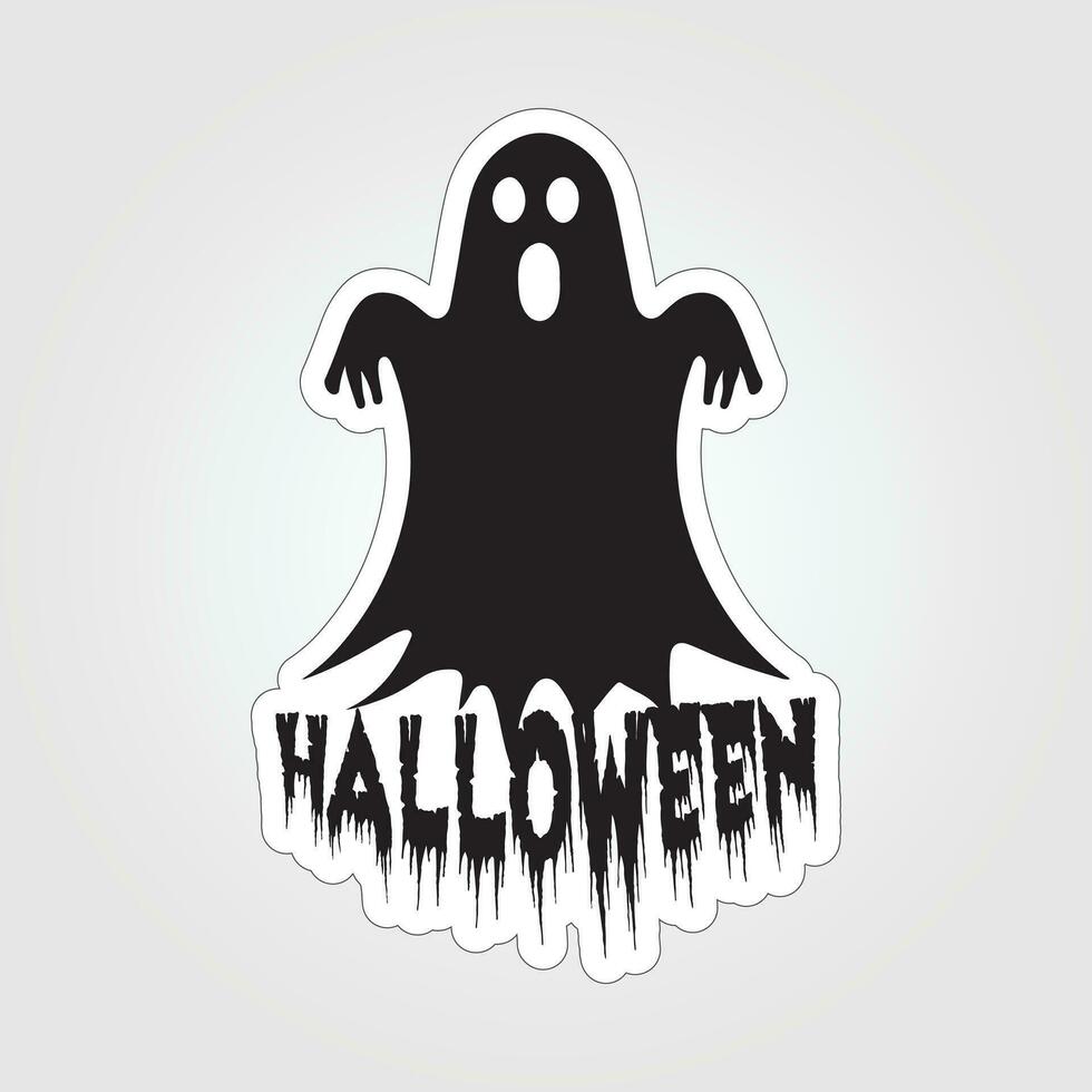 A sticker with a ghost on it, Halloween ghost cartoon character sticker vector