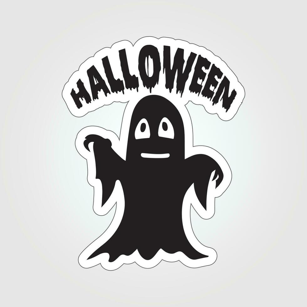 A sticker with a ghost on it, Halloween ghost cartoon character sticker vector