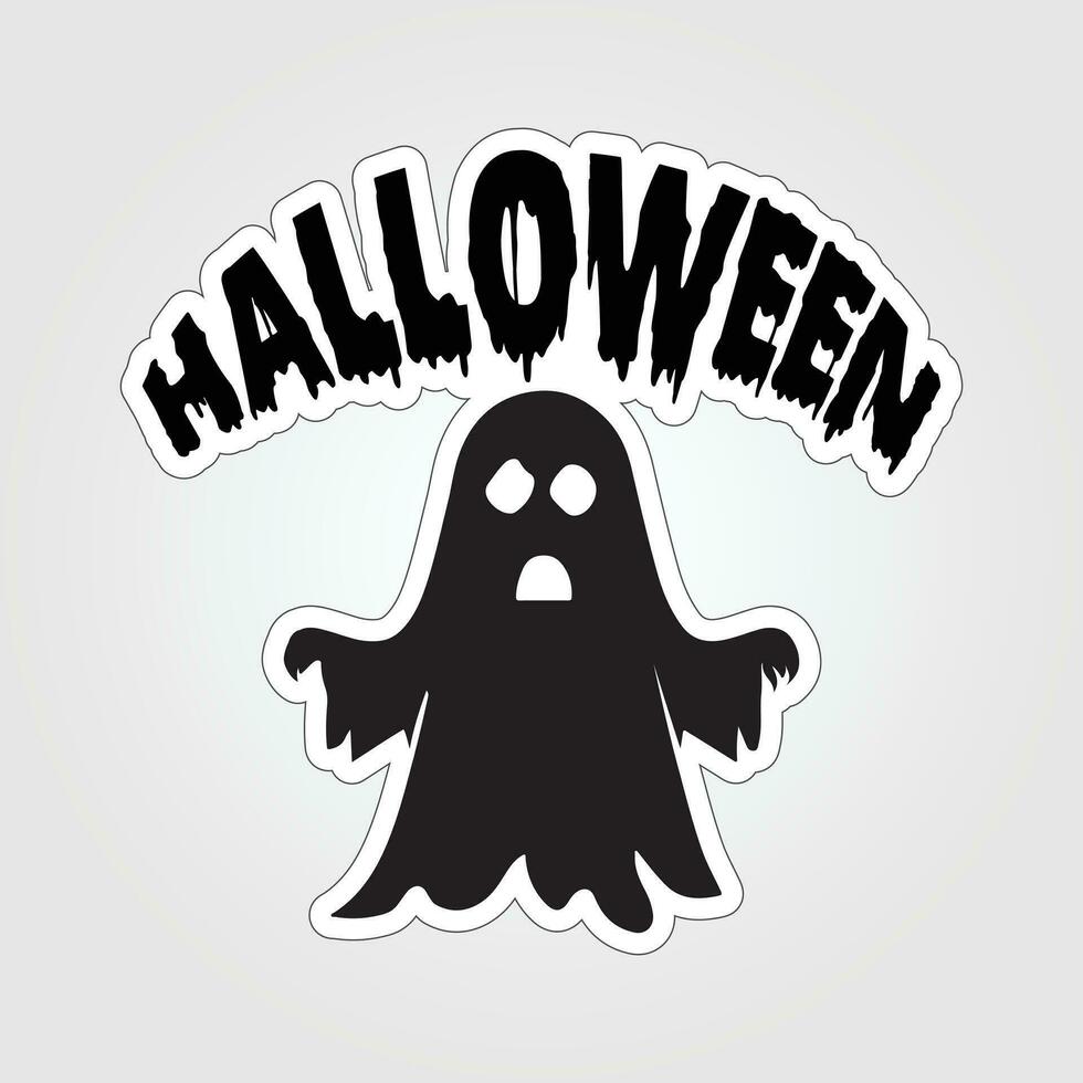 A sticker with a ghost on it, Halloween ghost cartoon character sticker vector