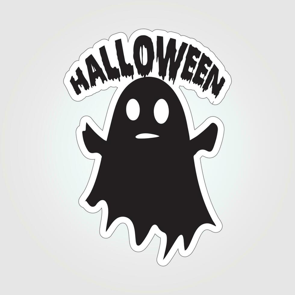 A sticker with a ghost on it, Halloween ghost cartoon character sticker vector