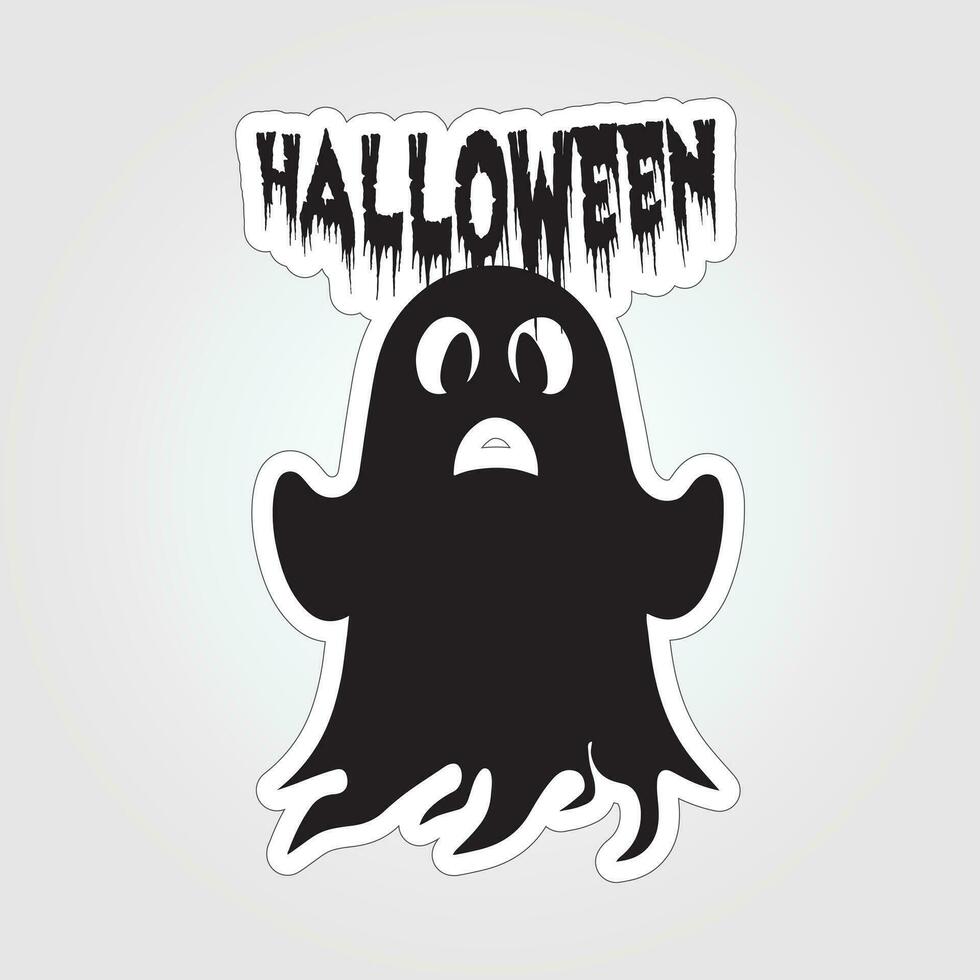 A sticker with a ghost on it, Halloween ghost cartoon character sticker vector