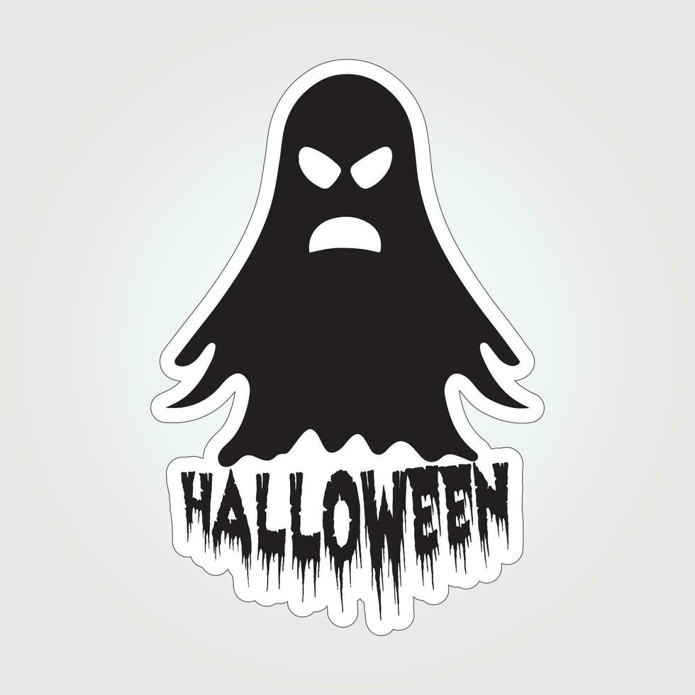 A sticker with a ghost on it, Halloween ghost cartoon character sticker vector