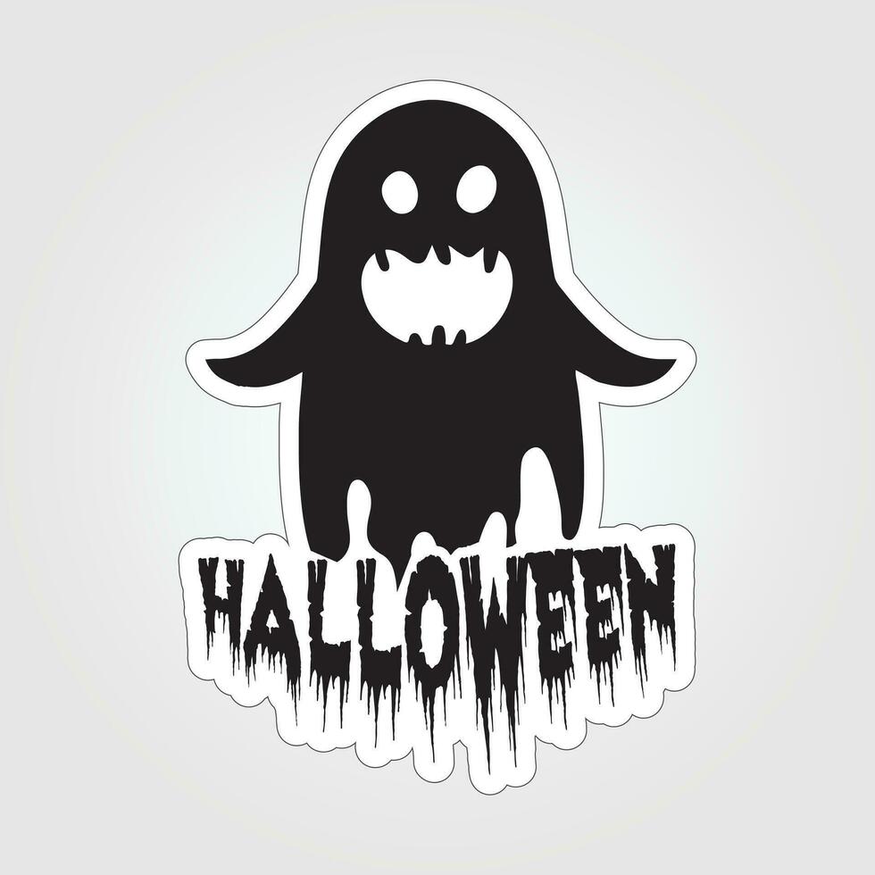 A sticker with a ghost on it, Halloween ghost cartoon character sticker vector