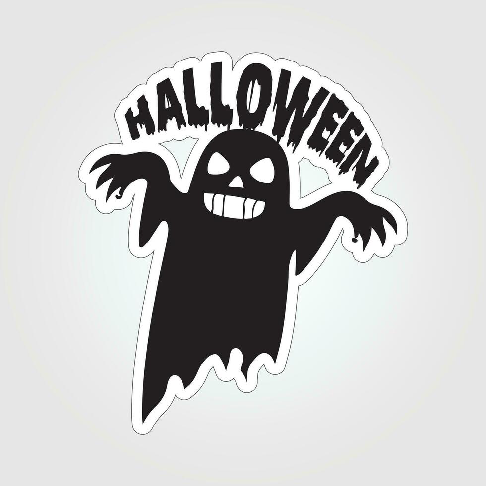 A sticker with a ghost on it, Halloween ghost cartoon character sticker vector