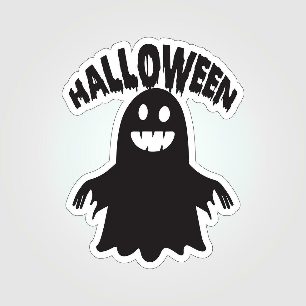 A sticker with a ghost on it, Halloween ghost cartoon character sticker vector