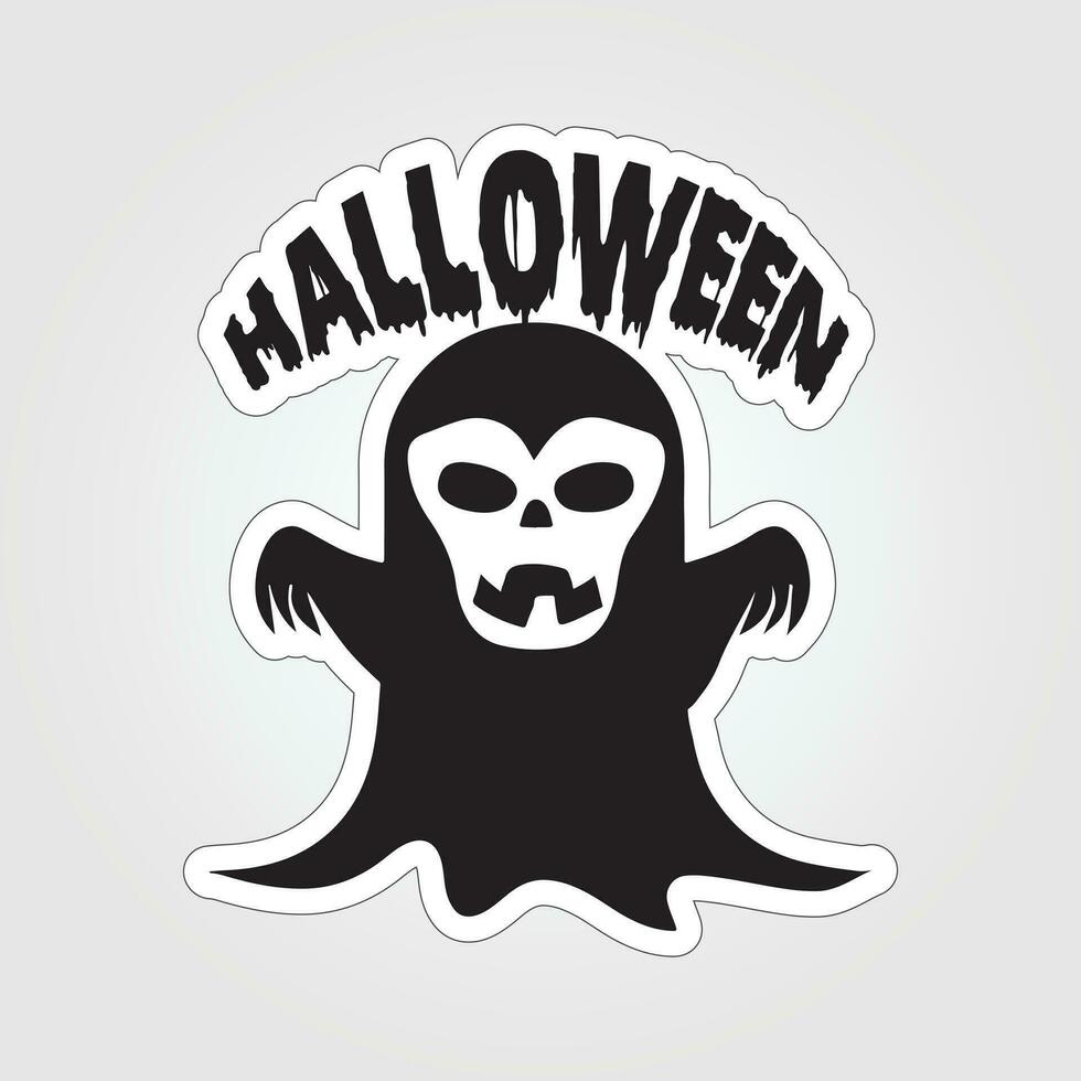 A sticker with a ghost on it, Halloween ghost cartoon character sticker vector