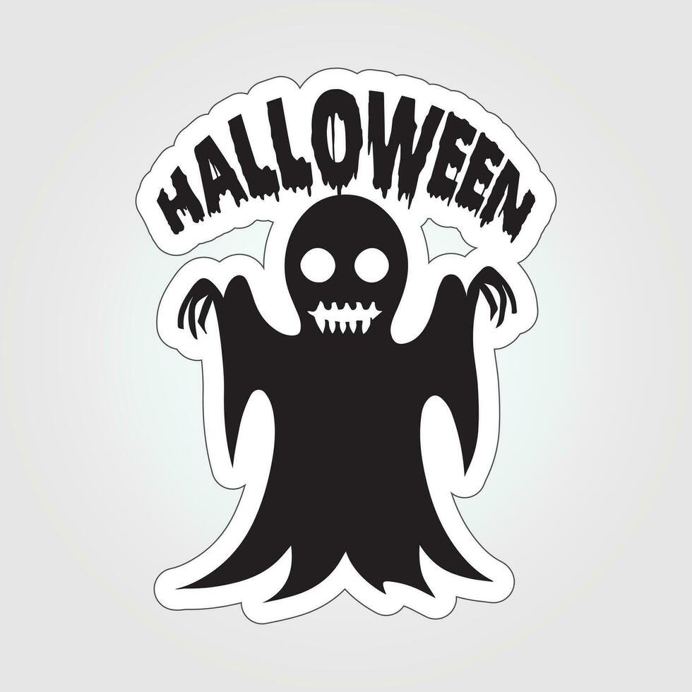 A sticker with a ghost on it, Halloween ghost cartoon character sticker vector