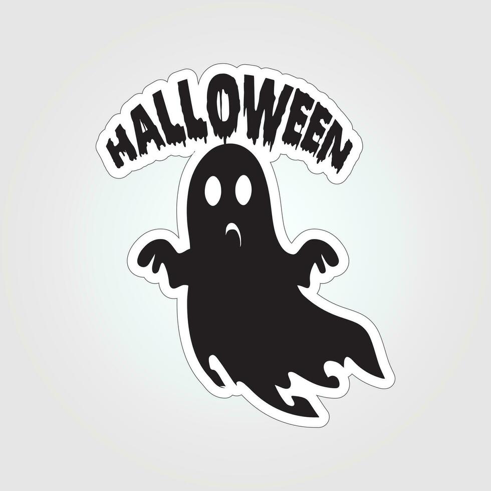 A sticker with a ghost on it, Halloween ghost cartoon character sticker vector