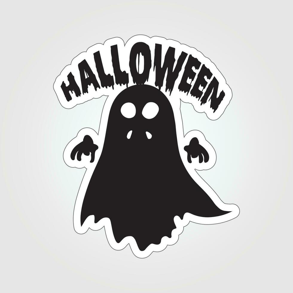 A sticker with a ghost on it, Halloween ghost cartoon character sticker vector
