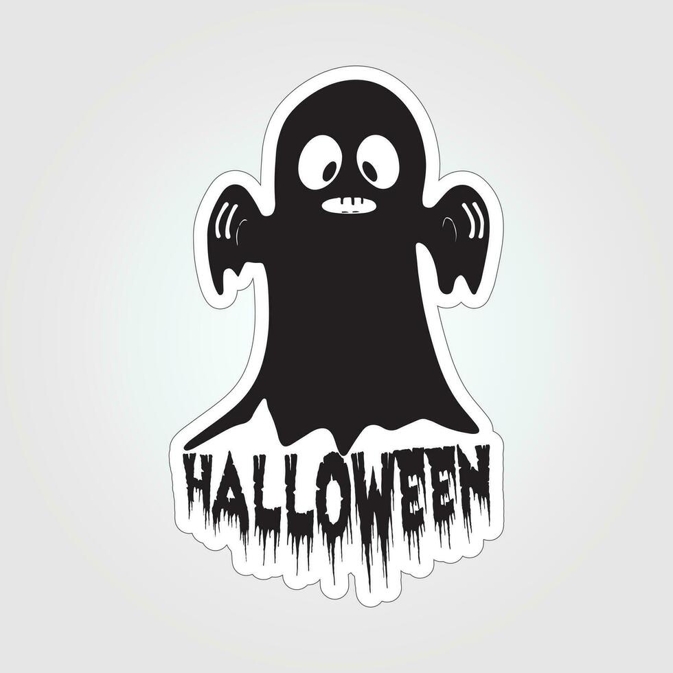 A sticker with a ghost on it, Halloween ghost cartoon character sticker vector