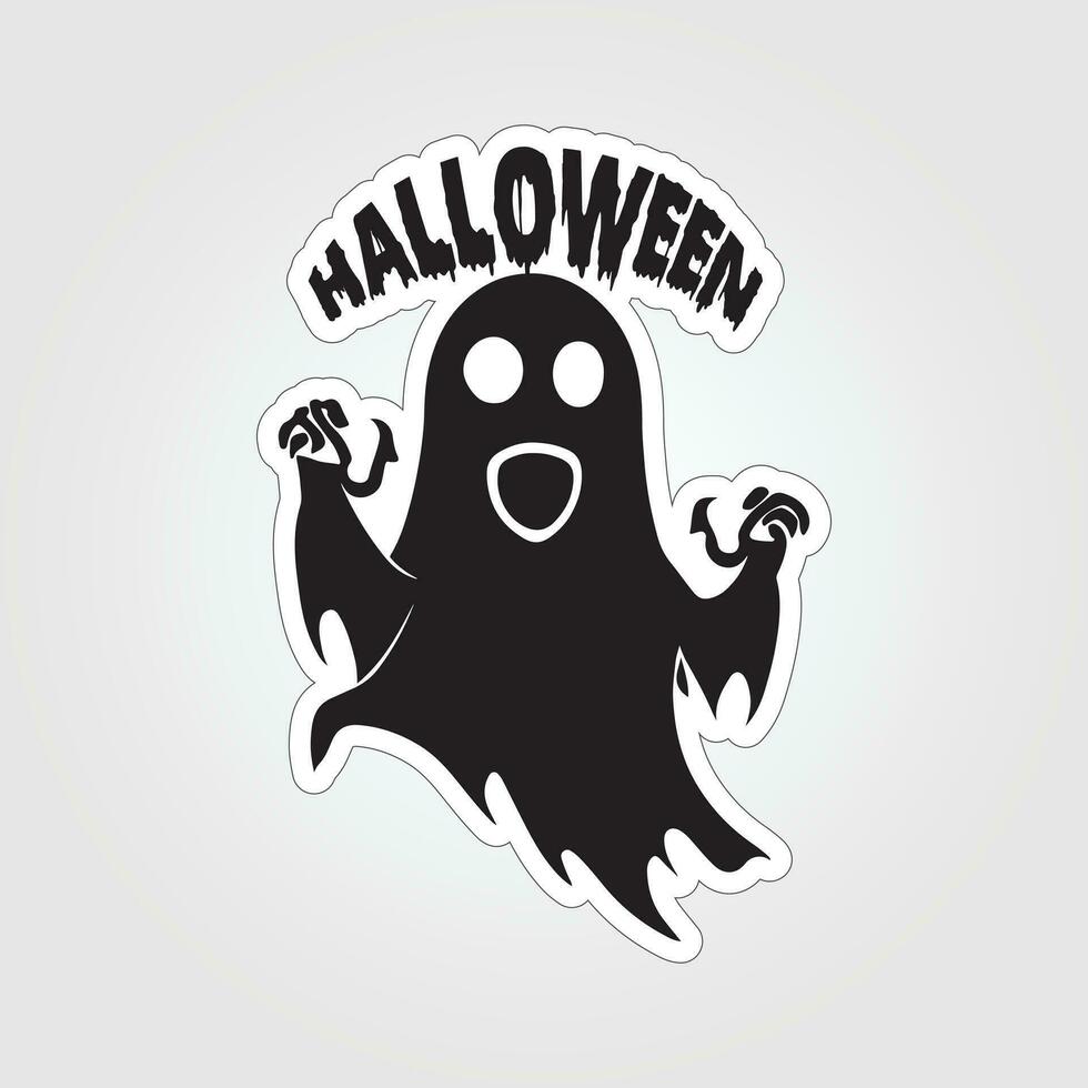 A sticker with a ghost on it, Halloween ghost cartoon character sticker vector