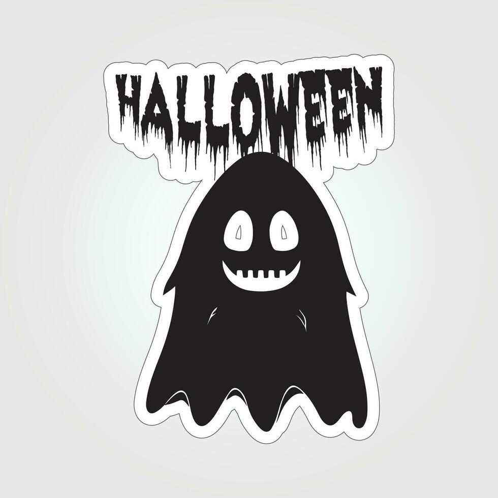 A sticker with a ghost on it, Halloween ghost cartoon character sticker vector