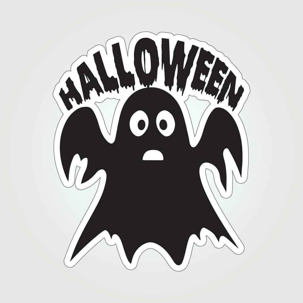 A sticker with a ghost on it, Halloween ghost cartoon character sticker vector