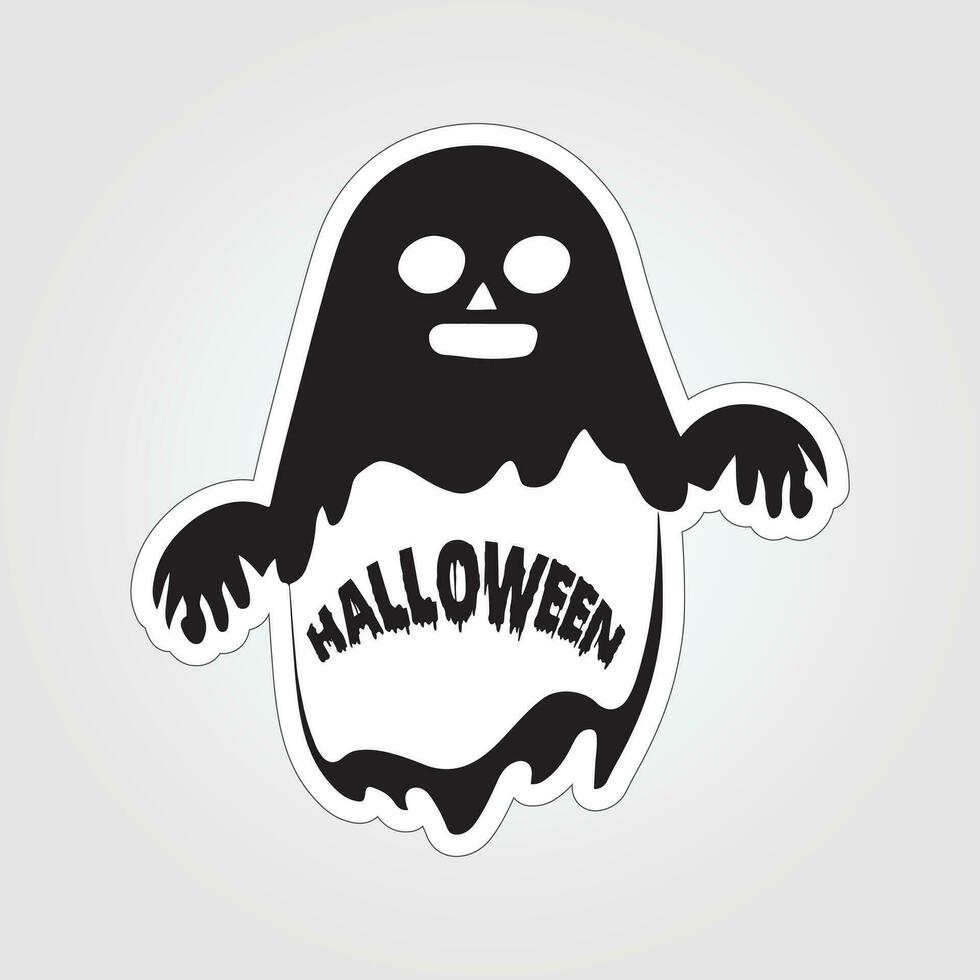 A sticker with a ghost on it, Halloween ghost cartoon character sticker vector