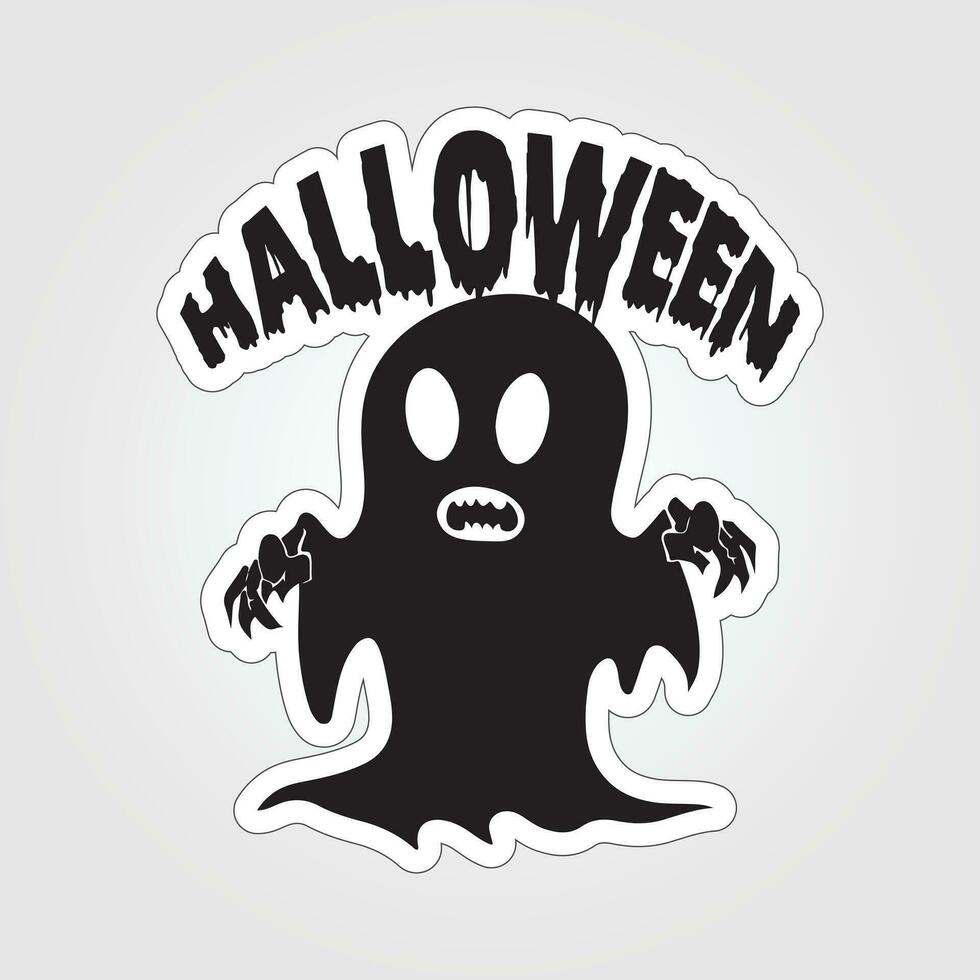 A sticker with a ghost on it, Halloween ghost cartoon character sticker vector