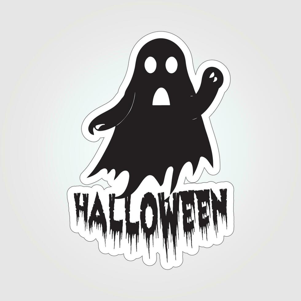 A sticker with a ghost on it, Halloween ghost cartoon character sticker vector