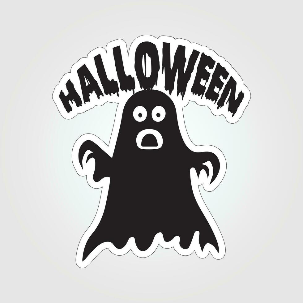 A sticker with a ghost on it, Halloween ghost cartoon character sticker vector