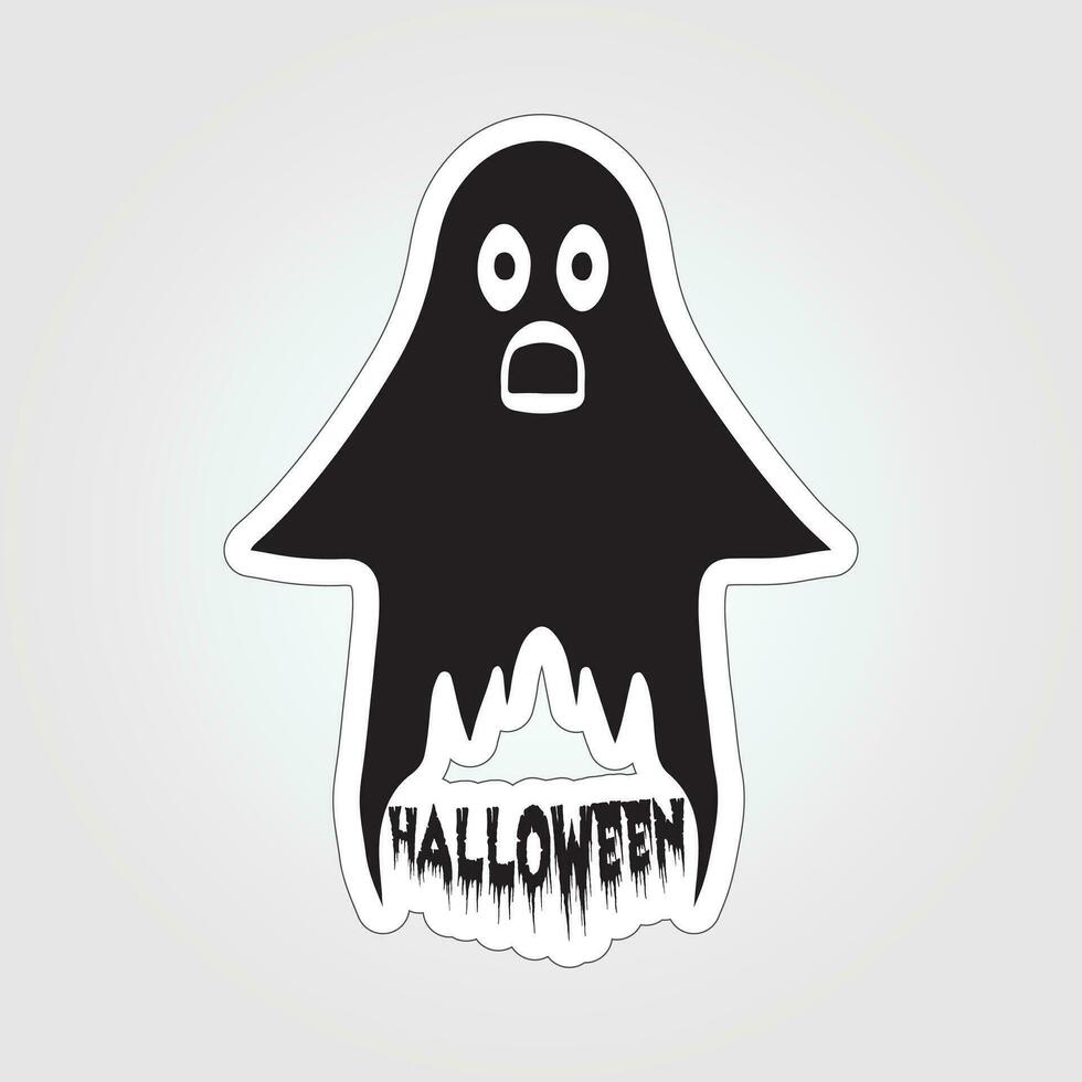 A sticker with a ghost on it, Halloween ghost cartoon character sticker vector