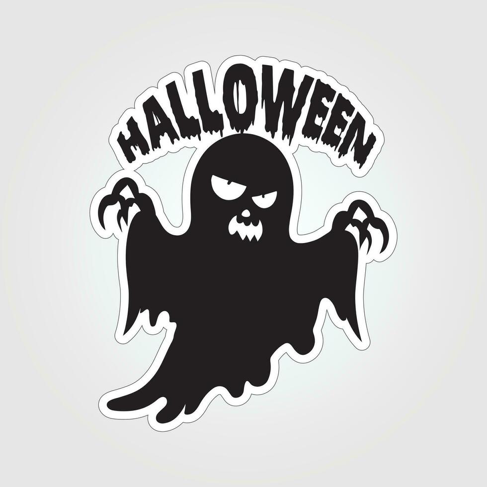 A sticker with a ghost on it, Halloween ghost cartoon character sticker vector