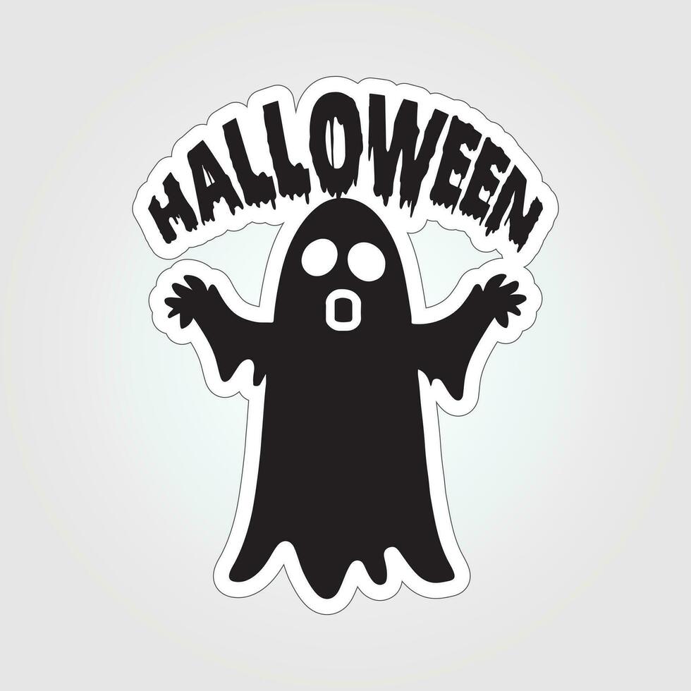 A sticker with a ghost on it, Halloween ghost cartoon character sticker vector