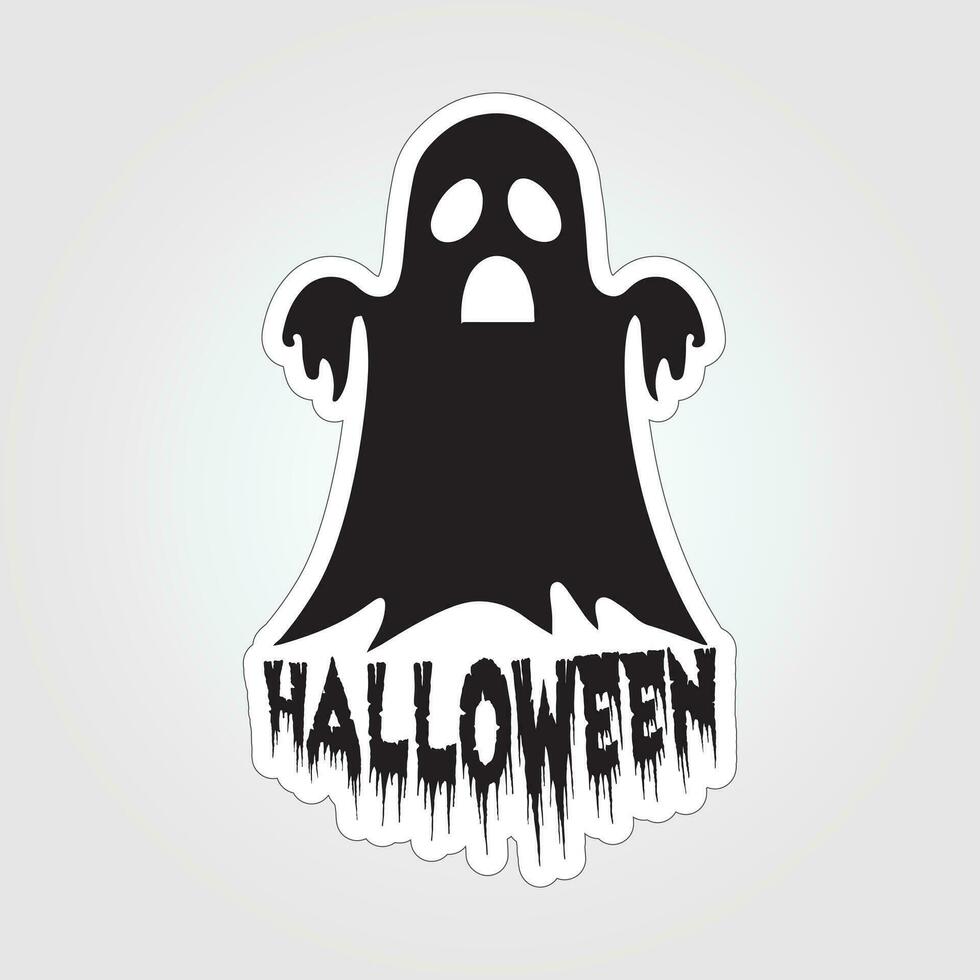 A sticker with a ghost on it, Halloween ghost cartoon character sticker vector