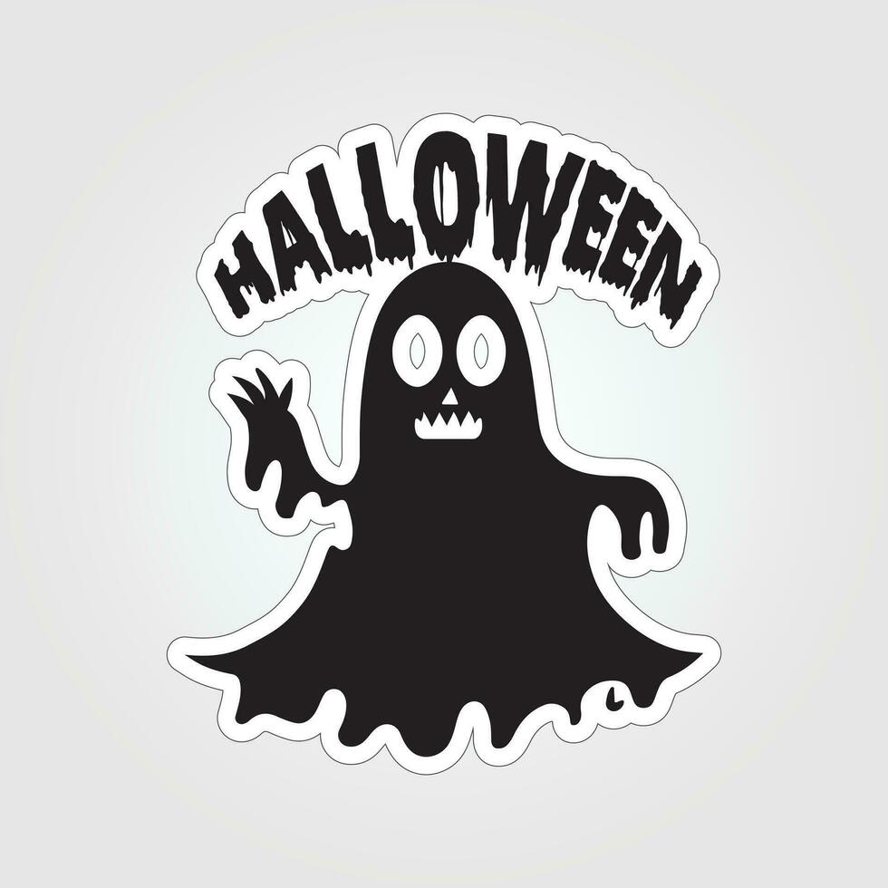 A sticker with a ghost on it, Halloween ghost cartoon character sticker vector