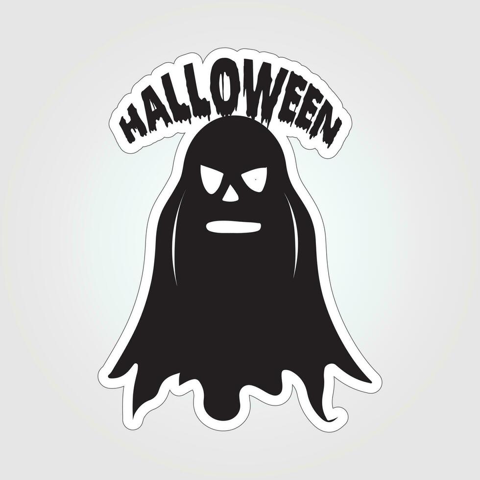 A sticker with a ghost on it, Halloween ghost cartoon character sticker vector