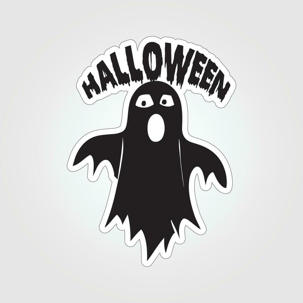 A sticker with a ghost on it, Halloween ghost cartoon character sticker vector