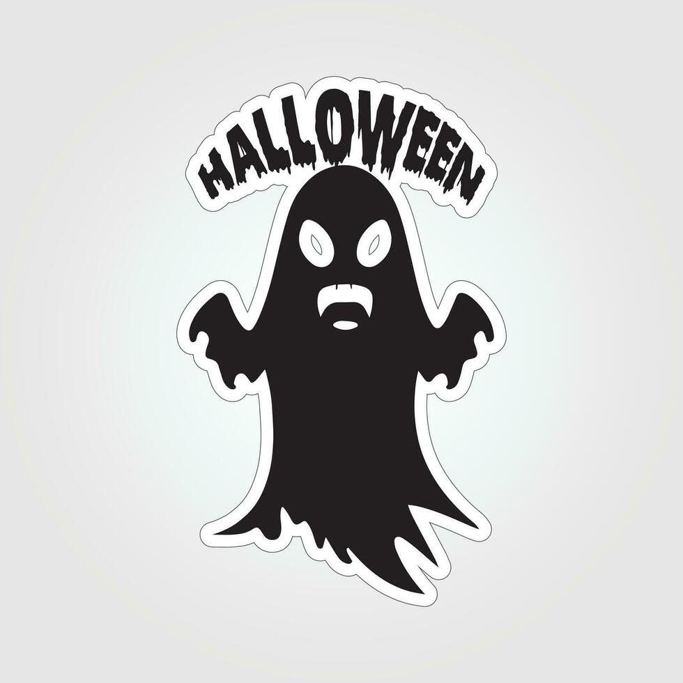 A sticker with a ghost on it, Halloween ghost cartoon character sticker vector