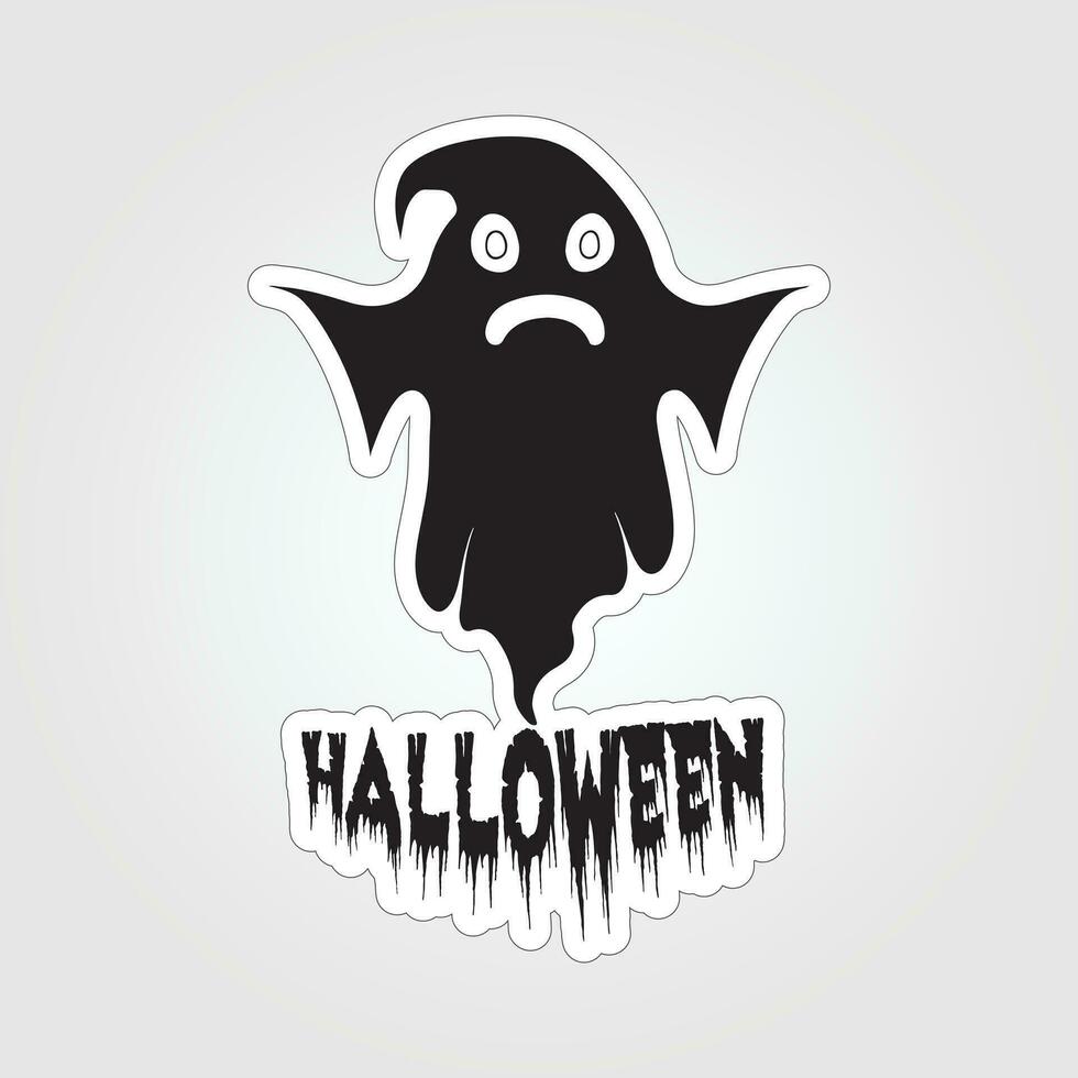 A sticker with a ghost on it, Halloween ghost cartoon character sticker vector