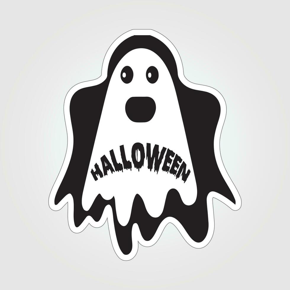 A sticker with a ghost on it, Halloween ghost cartoon character sticker vector