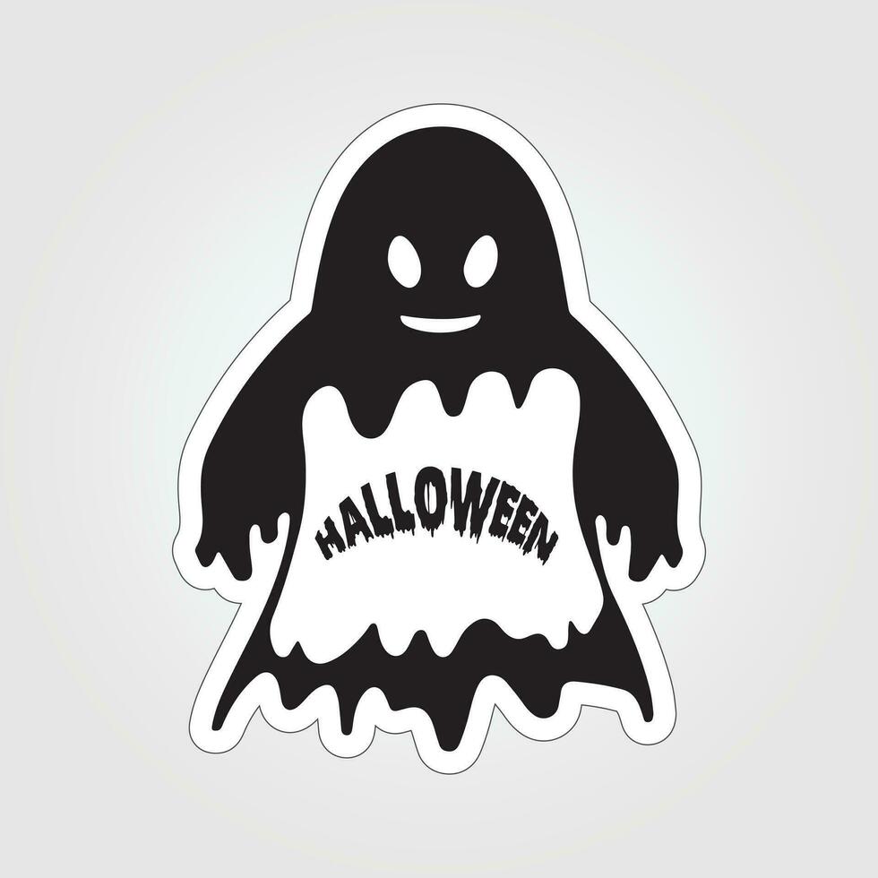 A sticker with a ghost on it, Halloween ghost cartoon character sticker vector