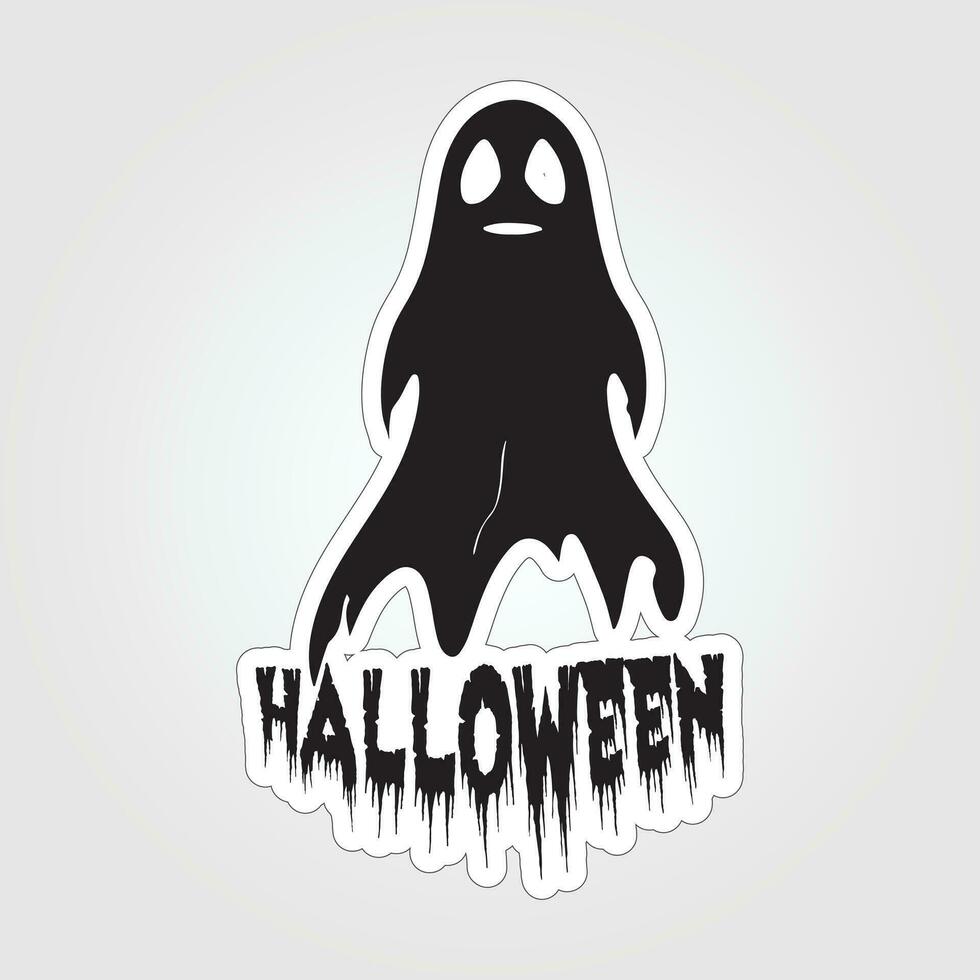 A sticker with a ghost on it, Halloween ghost cartoon character sticker vector